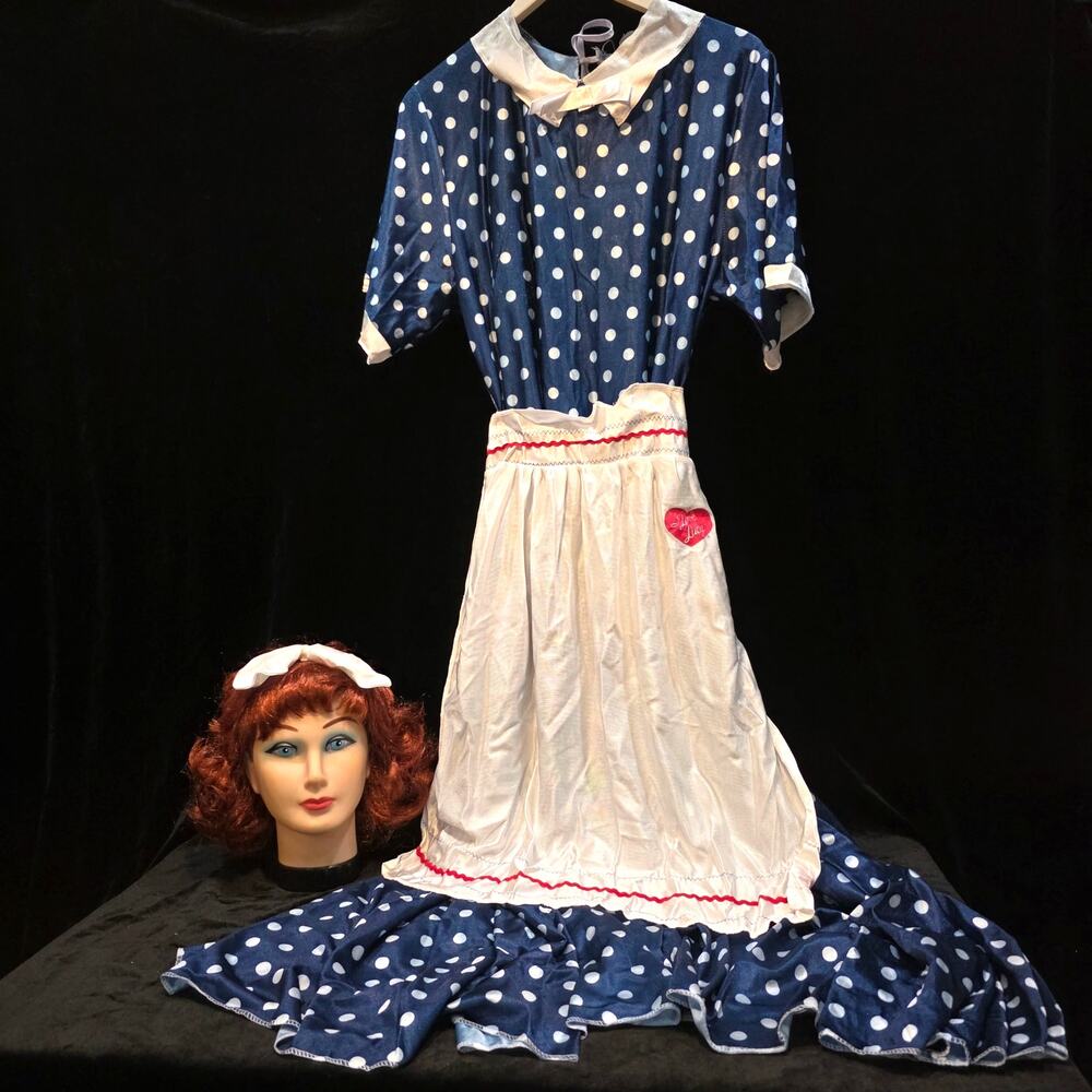 I Love Lucy Halloween Costume Adult Plus 18-22 Fun World Red Wig Polka Dot Dress